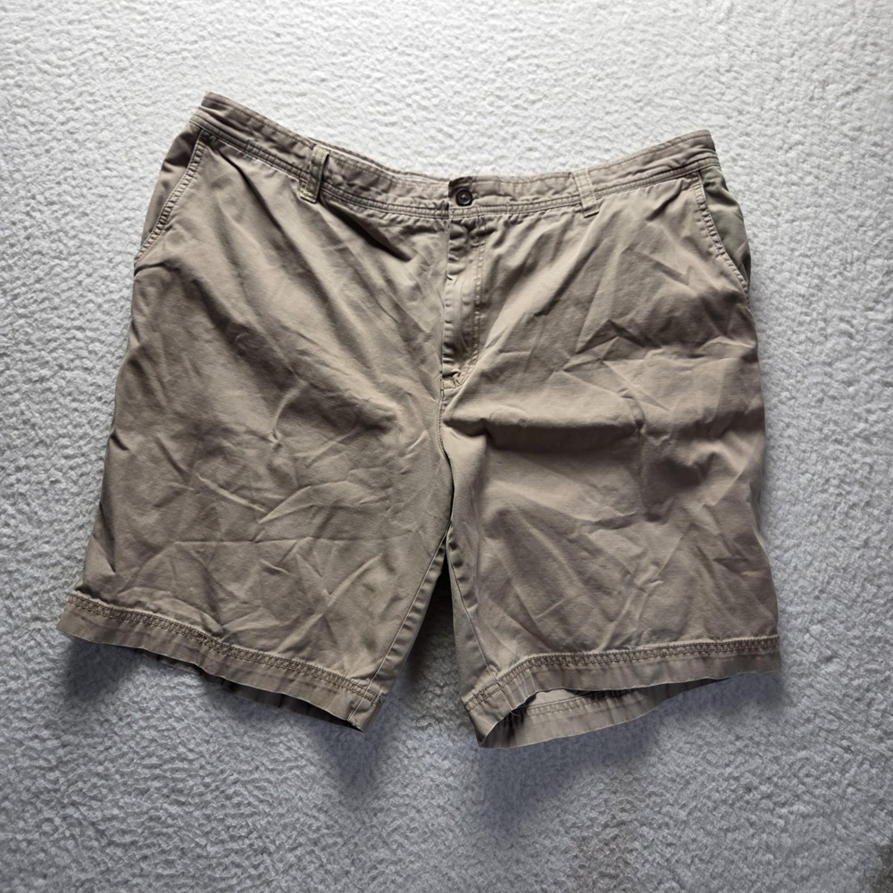 IZOD Saltwater Shorts Mens 44 Beige 100% Cotton Chino 10 Inseam Casual Summer